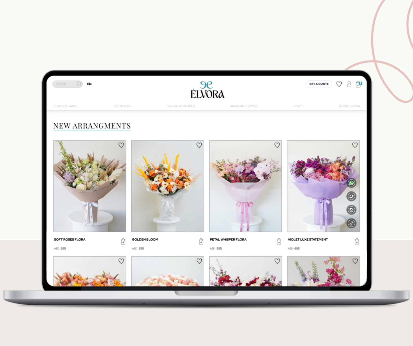 Elvora — Flowers & Gifts ecommerce website design