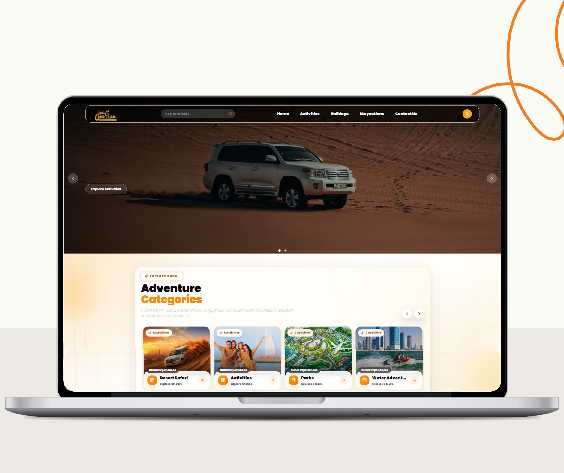 Dunes to Downtown — Tour Booking ecommerce website design